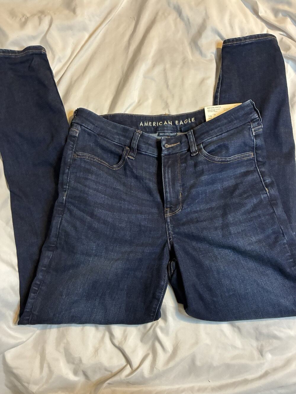 American Eagle Curvy V-Waist High Waisted Jegging Color Intensely Dark Sz 10 Reg